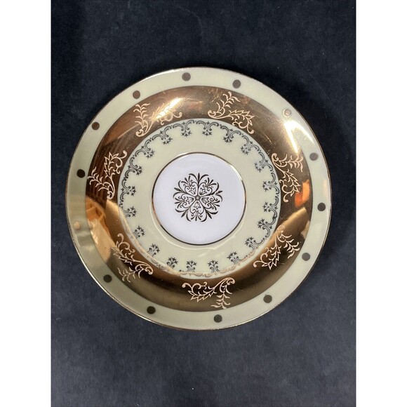 VTG‎ Royal Halsey Very Fine Cup and Saucer Yellow Gold Iridescent Rare - Picture 9 of 12